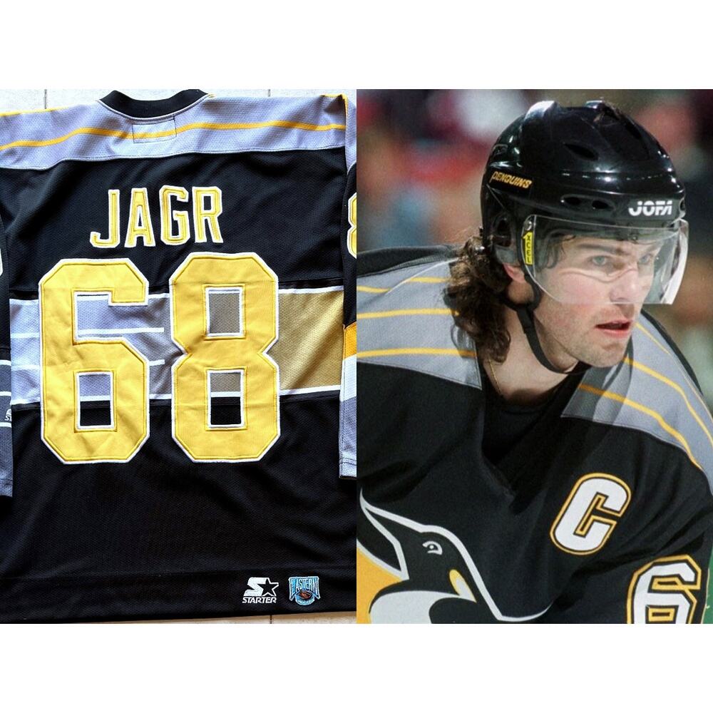 Jaromir JAGR 68 Pittsburgh Penguins 90s STARTER jersey M black Robo 3rd NHL vtg